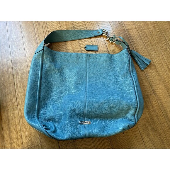 Coach Avery Shoulder Hobo handbag F23309 Leather Aqua/Teal, Pebble Indie Cottage